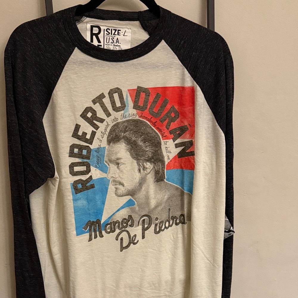 R13 Roberto Duran Graphic Long Sleeve Tee - Black and Cream